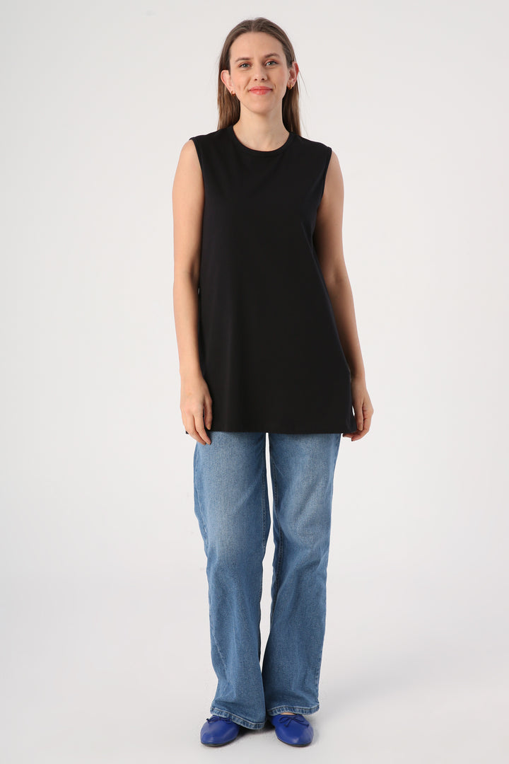TLD Women Allday Black Printed Sleeveless T-shirt Tunic - Prattville