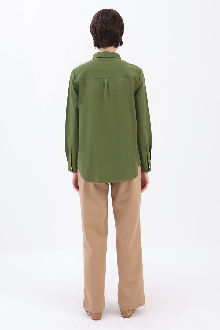 TLD Women Allday Haki Secret Buttoned Shirt Tunic - Burbank
