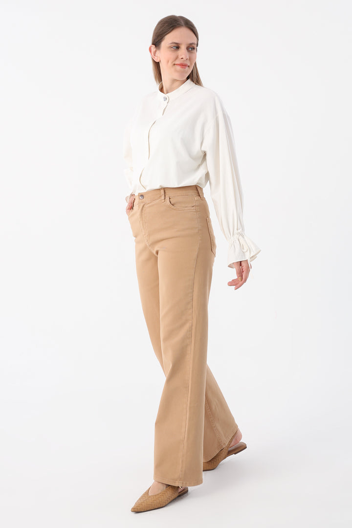 TLD Women Allday Milk Coffee Piece Dye Comfort Fit Lycra Pants - Reading