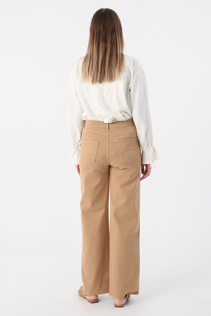 TLD Women Allday Milk Coffee Piece Dye Comfort Fit Lycra Pants - Reading
