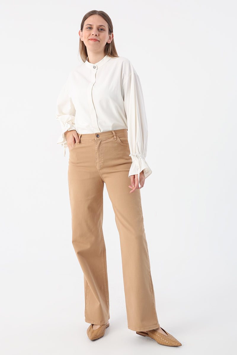 TLD Women Allday Milk Coffee Piece Dye Comfort Fit Lycra Pants - Reading