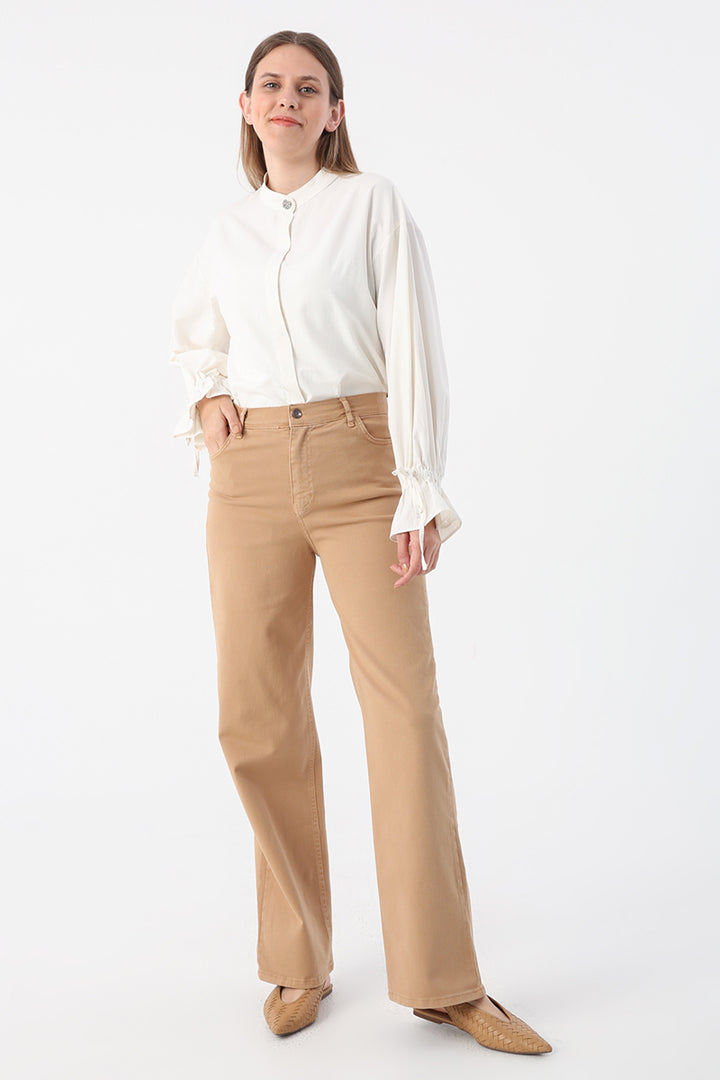TLD Women Allday Milk Coffee Piece Dye Comfort Fit Lycra Pants - Reading
