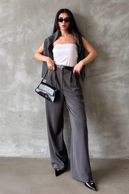 MDX Smoke Double Pleated Belted Trousers Mg2330 - Osimo