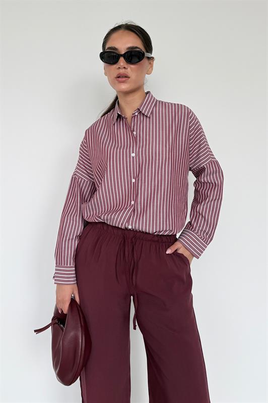 MDX Burgundy Elastic Waist Wide Leg Pants MG2020 - Murray