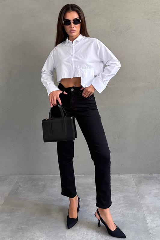 MDX Siyah Boru Paça Kadın Kot Pantolon MG2597 - San Cugat del Vallés