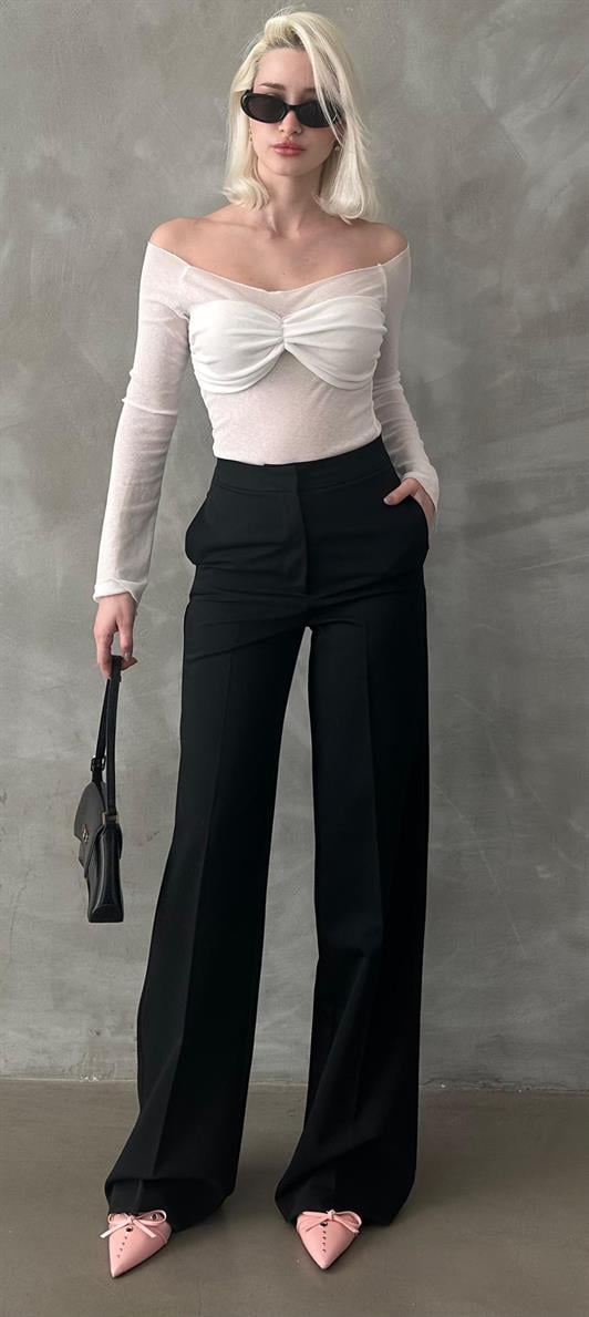 MDX Black High Waist Fabric Pants MG2284 - Herne Bay