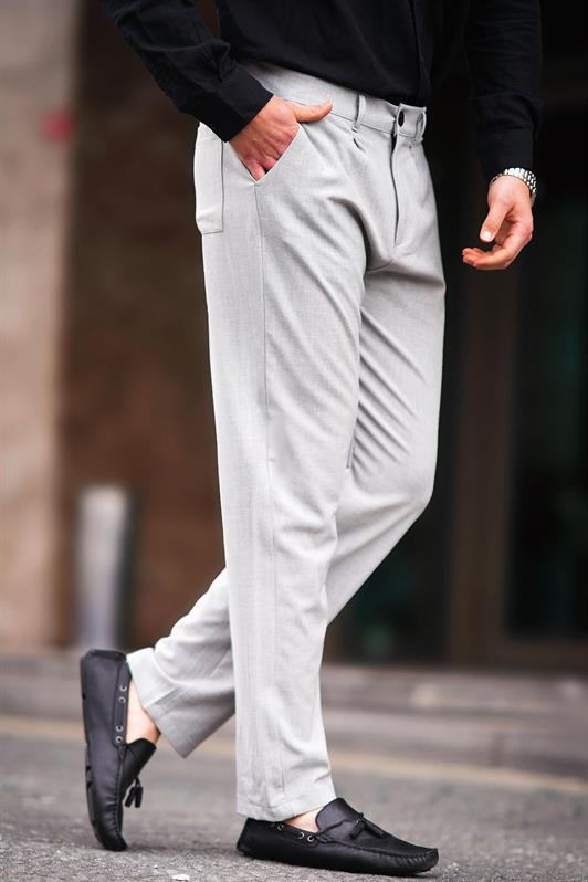 MDX Gray Regular Fit Straight Cut Men's Pants with Side Pockets 6540 - Hannover