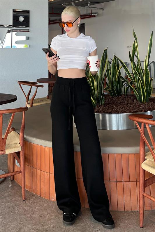 MDX Black High Waisted Adjustable Wide Leg Pants MG2089 - Troy