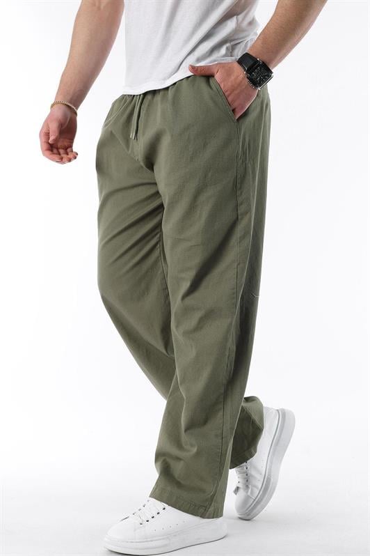 MDX Green Wide Leg High Waist Men's Pants with Tie E7403 - Barletta
