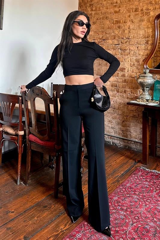 MDX Black High Waist Fabric Pants MG2284 - Herne Bay