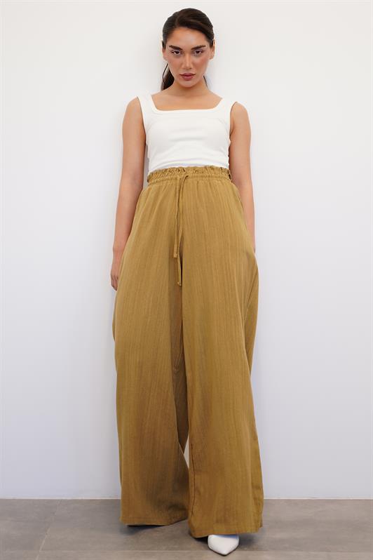 MDX Mustard High Waist Wide Leg Pants MG2408 - La Presa
