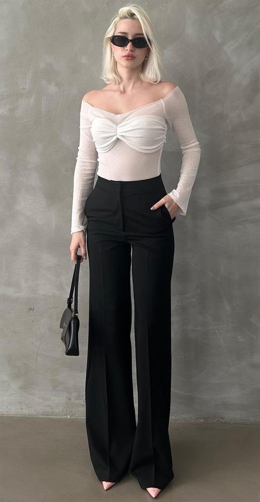MDX Black High Waist Fabric Pants MG2284 - Herne Bay