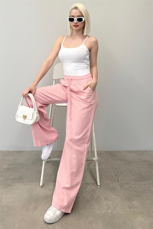 MDX Pink High Waist Ruffled Wide Leg Women's Pants MG2011 - Rowley Regis