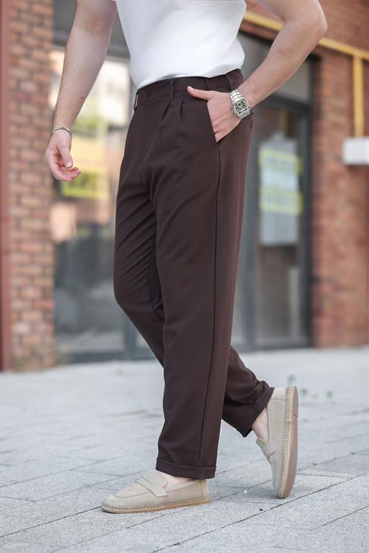 MDX Brown Comfort Fit Men's Fabric Trousers E6577 - Zacatepec