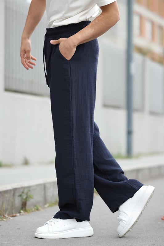 MDX Navy Blue 100% Cotton Comfort Fit Men's Pants E6562 - Padova