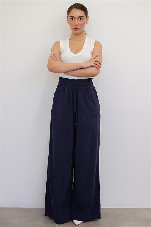 MDX Navy High Waist Wide Leg Pants MG2408 - Chelles