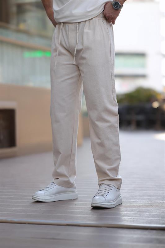 MDX Beige 100% Cotton Comfort Fit Men's Trousers E6565 - Aigáleo