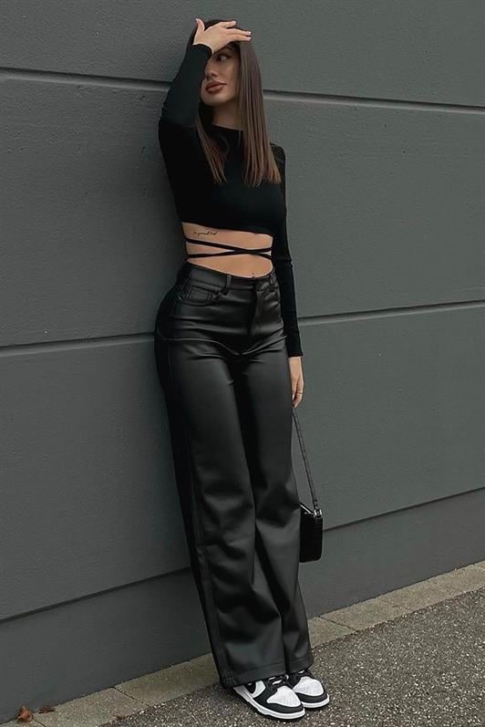 MDX Mad Girls Dark Black Leather Pants MG1316 - Umán