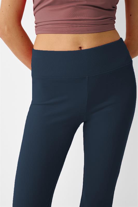 MDX Navy Blue Belted High Waist Flared Pants MG2096 - Bacău