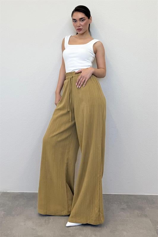 MDX Mustard High Waist Wide Leg Pants MG2408 - La Presa