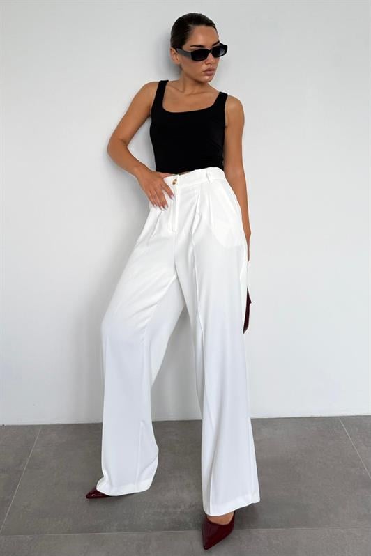 MDX White Women's Palazzo Pants Mg2525 - Chalco