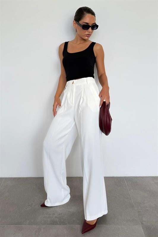 MDX White Women's Palazzo Pants Mg2525 - Chalco