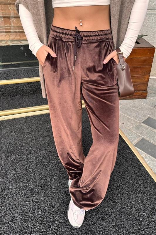 MDX Brown Wide Leg Velvet Pants MG2283 - Enerhodar