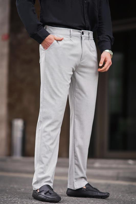 MDX Gray Regular Fit Straight Cut Men's Pants with Side Pockets 6540 - Hannover