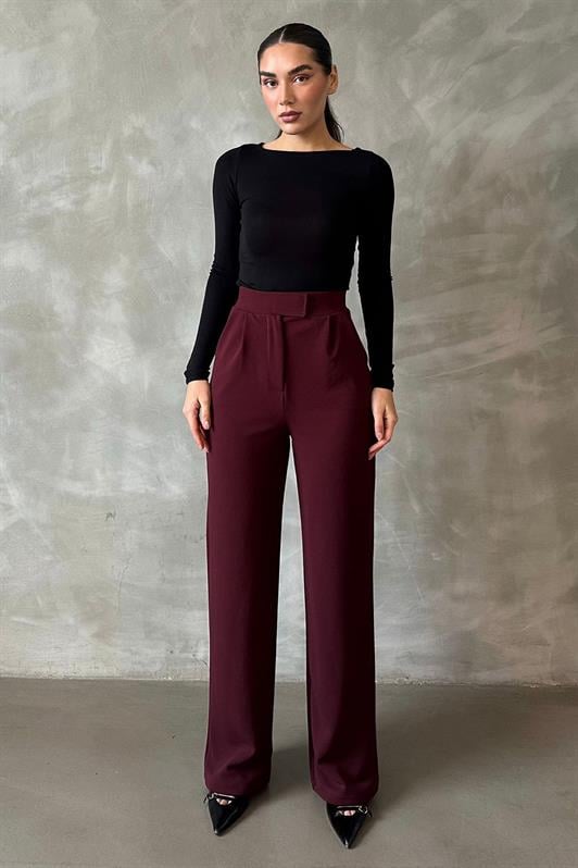 MDX Burgundy Lycra Hook-and-Loop Palazzo Pants MG2291 - Fort Smith