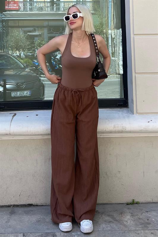 MDX Brown Pocket Wide Leg Women's Pants MG1882 - Kerpen