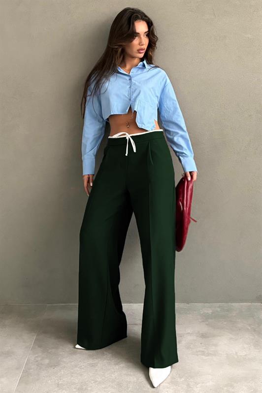 MDX Haki Double Belted Wide Leg Women's Pants MG2551 - Huntington Park