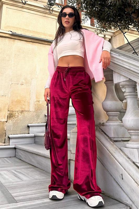 MDX Burgundy Velvet Wide Leg Pants MG2283 - St. Catharines