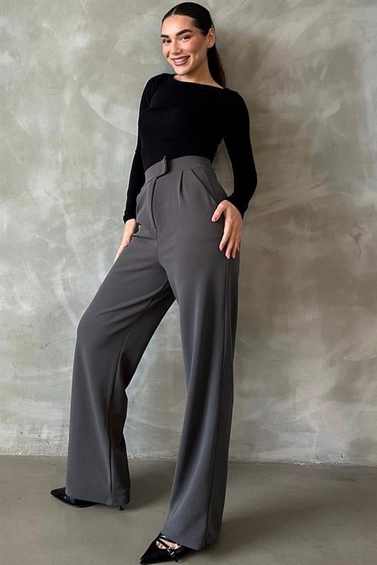 MDX Anthracite Palazzo Pants with Lycra and Velcro Closure MG2291 - San Juan del Río