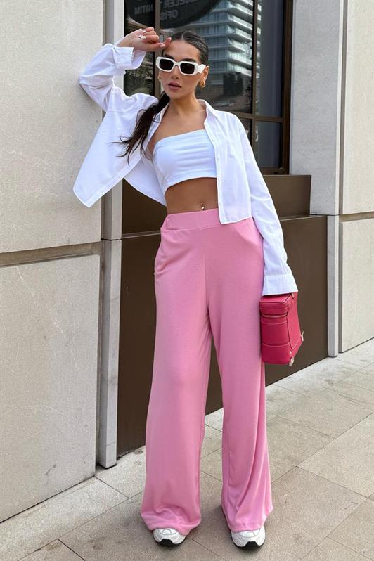 MDX Pink High Waist Comfort Fit Wide Leg Women's Pants MG2309 - Puyallup