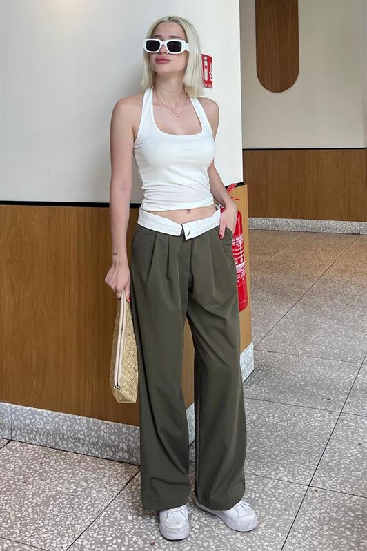 MDX Haki High Waist Comfortable Loose Fit Wide Leg Pants MG2120 - Eberswalde