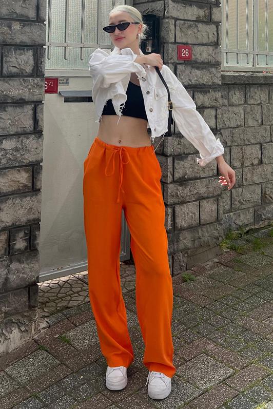 MDX Orange Crinkle Fabric Basic Women's Beach Pants MG1778 - Acambay