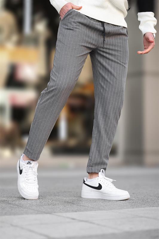 MDX Charcoal Striped Men's Fabric Trousers 6537 - Vólos