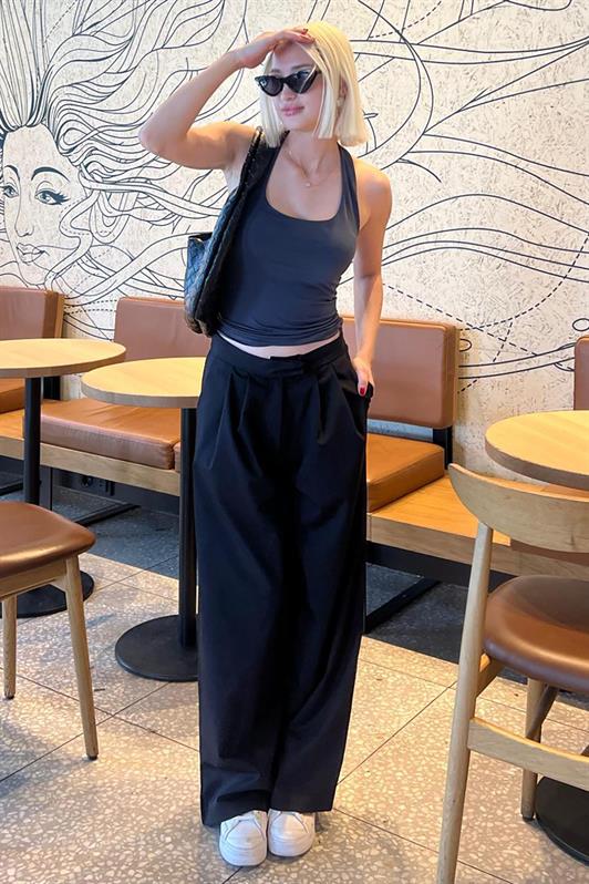 MDX Black High Waist Comfortable Loose Fit Wide Leg Pants MG2120 - Douglasville