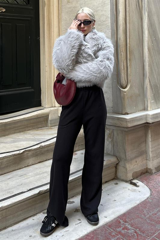 MDX Black High Waist Elasticated High Waist Flared Knit Pants MG2211 - Teramo