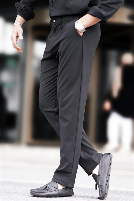 MDX Black Regular Fit Straight Cut Men's Pants with Side Pockets 6540 - Hyères