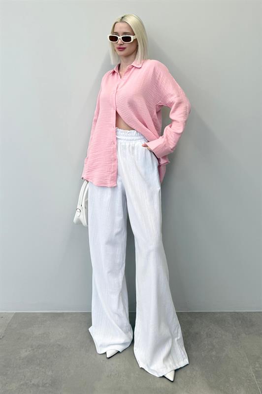 MDX White High Waist Wide Leg Pants MG2408 - New Orleans