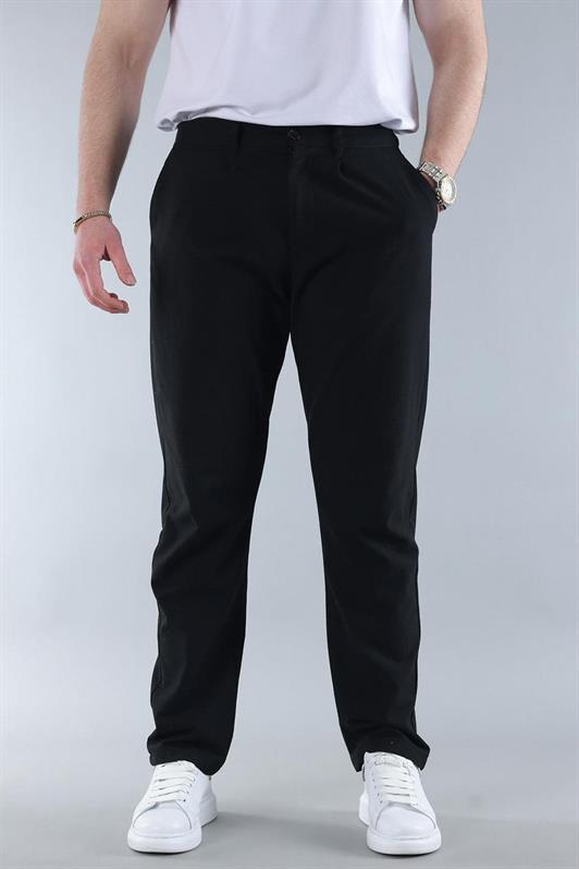 MDX Dark Black Regular Fit Straight Cut Men's Trousers with Side Pockets 6540 - Cesena