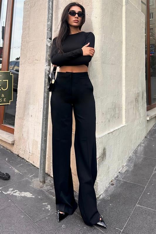 MDX Black High Waist Fabric Pants MG2284 - Herne Bay