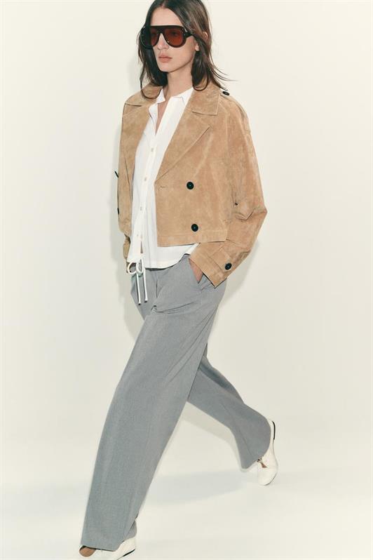 MDX Gri Çift Bel Bantlı Wide Leg Kadın Pantolon MG2551 - Santa Clara