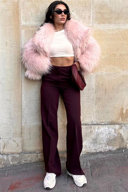 MDX Burgundy High Waist Fabric Pants MG2284 - Recklinghausen