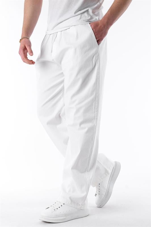 MDX Ecru Wide Leg High Waist Tie Waist Men's Pants E7403 - Bettendorf