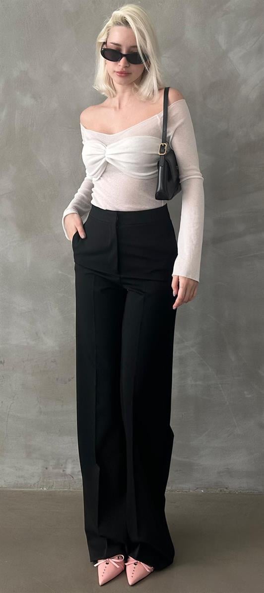 MDX Black High Waist Fabric Pants MG2284 - Herne Bay