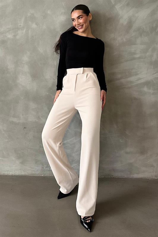 MDX White Lycra Hook-and-loop Palazzo Pants MG2291 - Tulcea