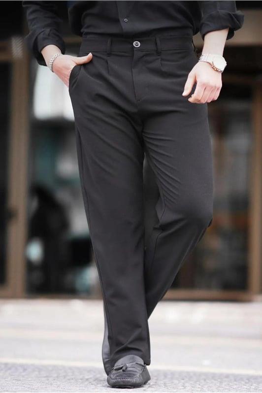 MDX Dark Black Regular Fit Straight Cut Men's Trousers with Side Pockets 6540 - Cesena