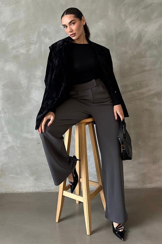 MDX Anthracite Palazzo Pants with Lycra and Velcro Closure MG2291 - San Juan del Río